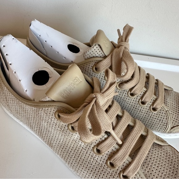 Camper Uno Perforated Suede Low Top Sneakers - Beige Tan, Size 38 - Picture 9 of 17